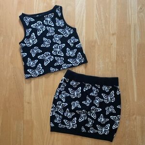 Art Class butterfly knit top and skirt set